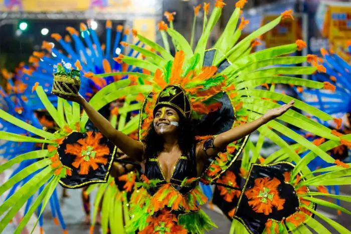 Fortaleza's carnival parade is full of colorful and eccentric costumes