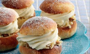 Fastelavnsbolle are cream puffs they eat during the holidays