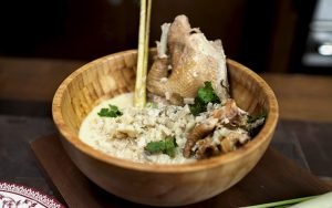 Inubarang Manok is a chicken dish with coconut milk and green onions