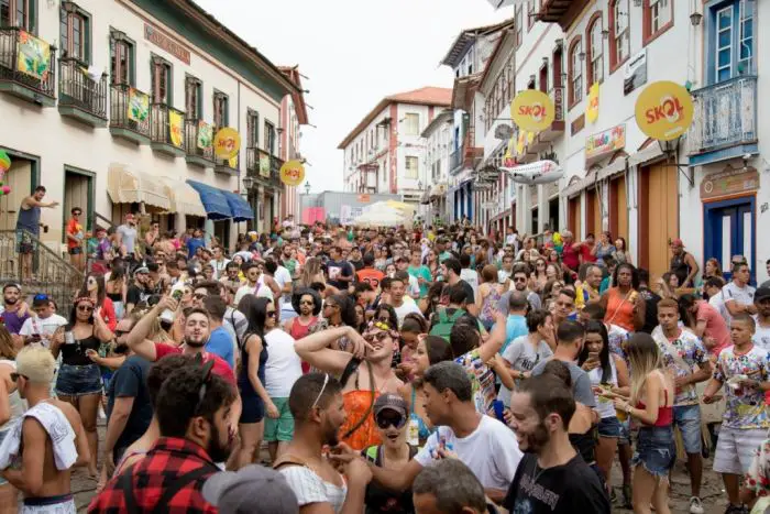 The streets of Diamantina are filled with people during the carnivals