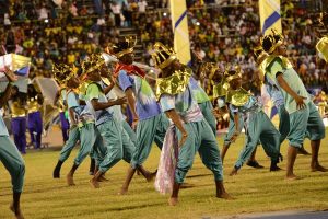 Dance performances take place during the Independence Festival in Jamaica