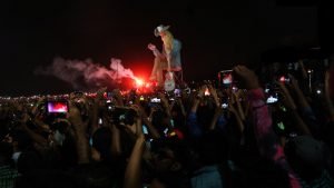 During Cochin Carnival, a large Santa Claus doll is burned