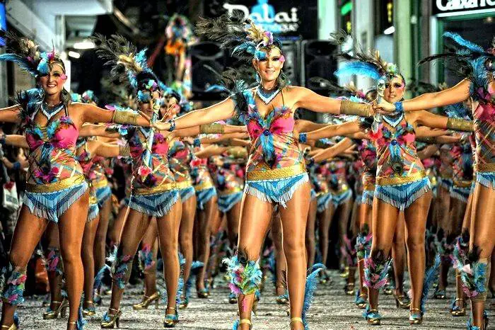 The Sitges carnival troupes take to the streets during the parade