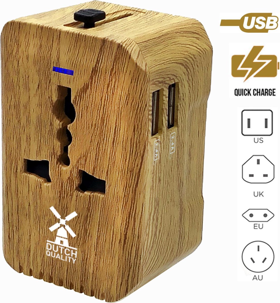 Houten wereldstekker