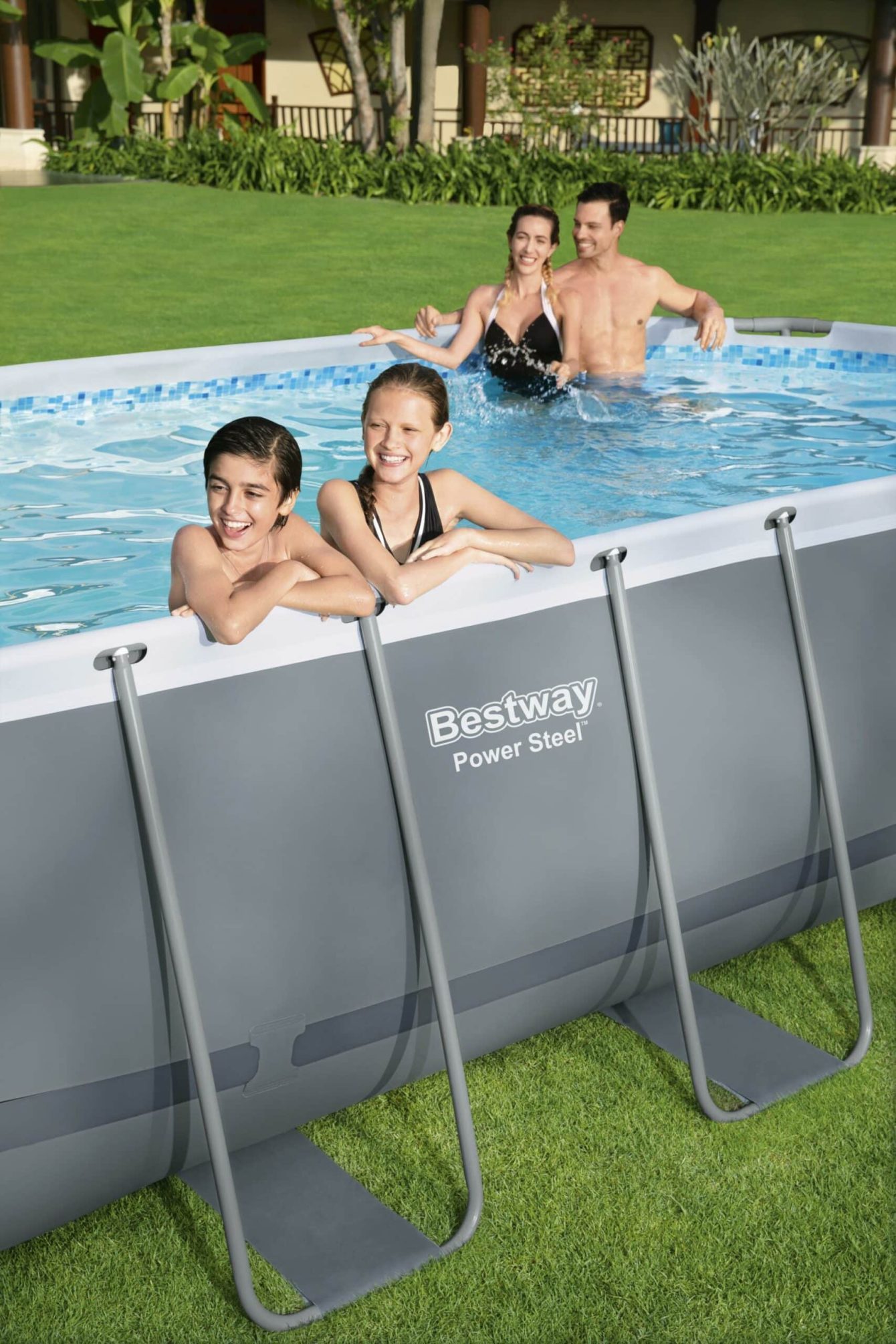 Ovalt Power Steel X4 barnebasseng til familie
