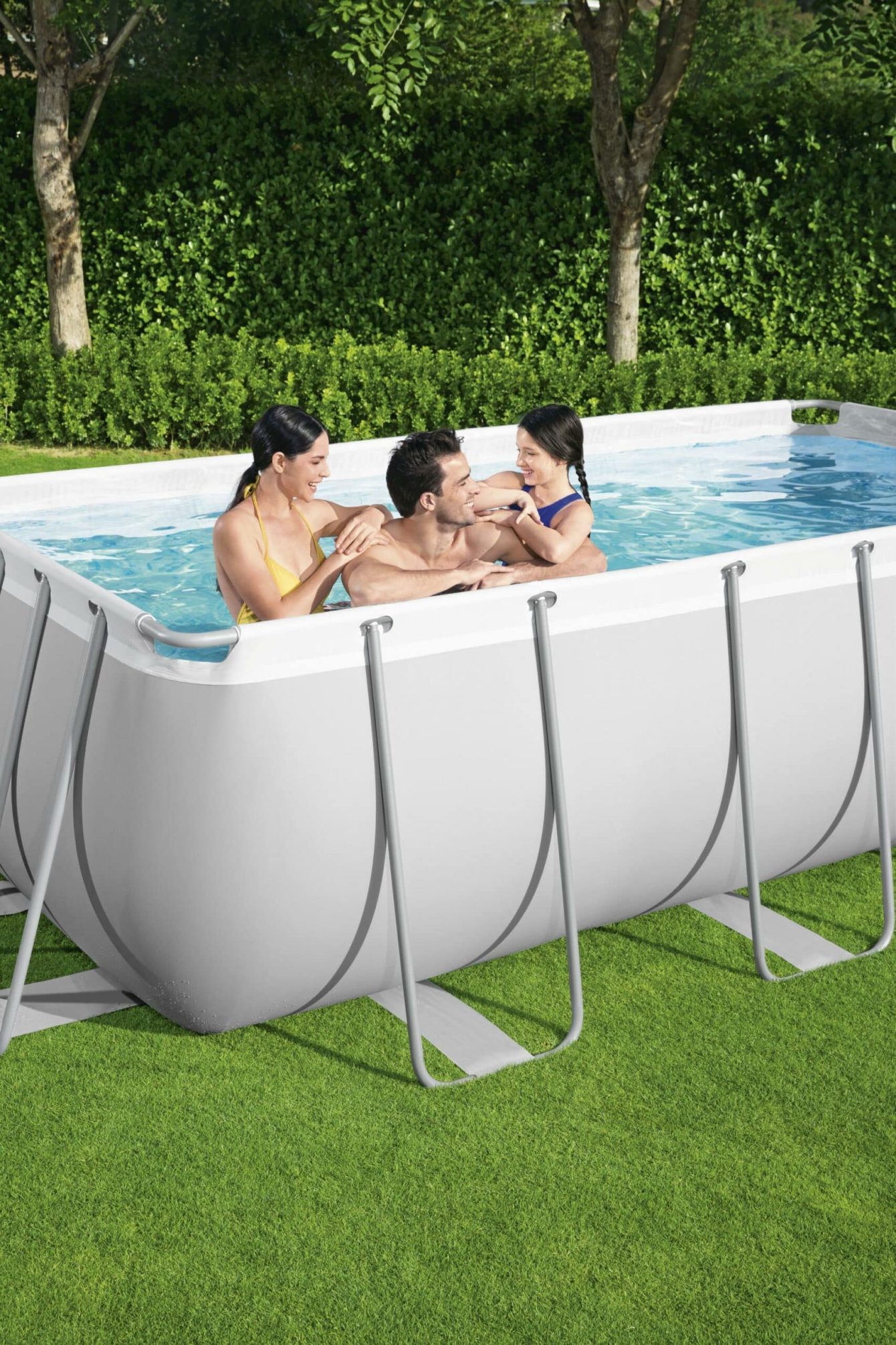 Rektangulært Power Steel Y3 basseng sommerkos