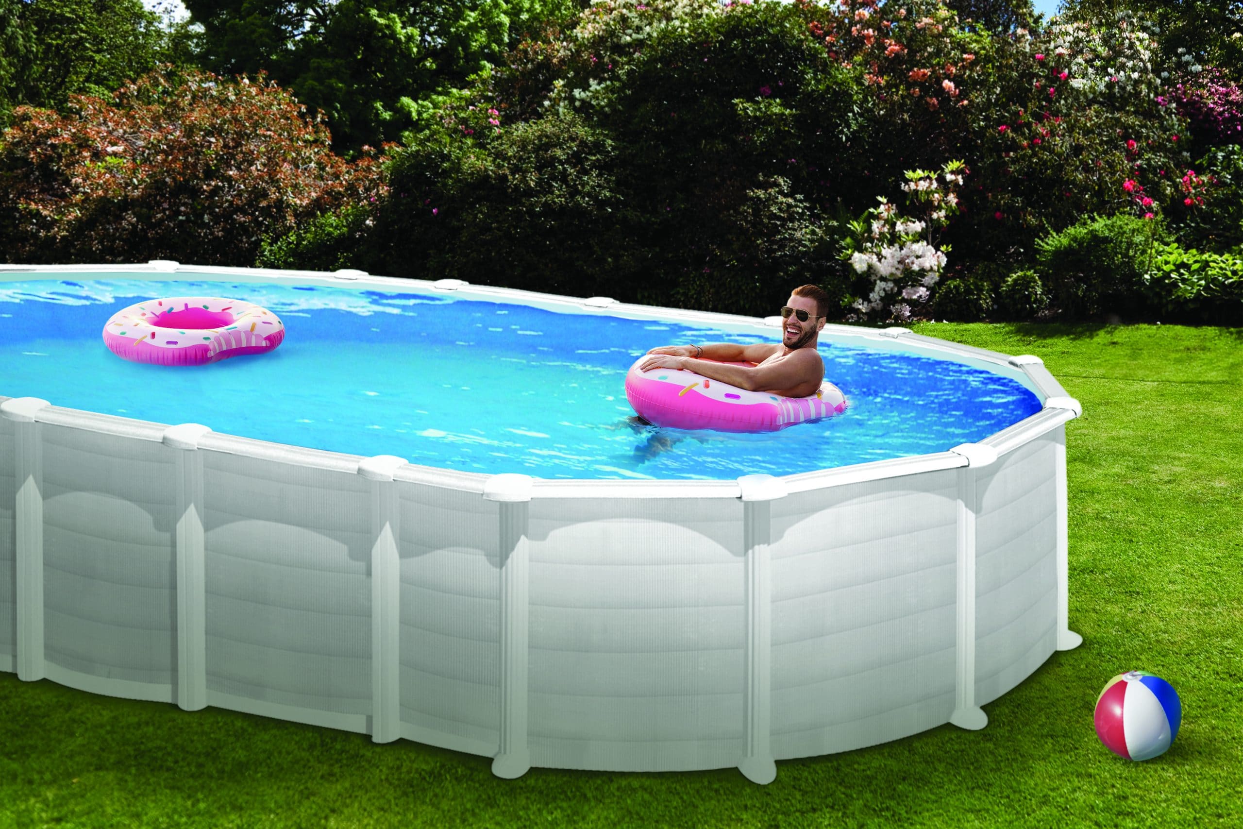 Ovalt Basic™ hvitt bassengsett