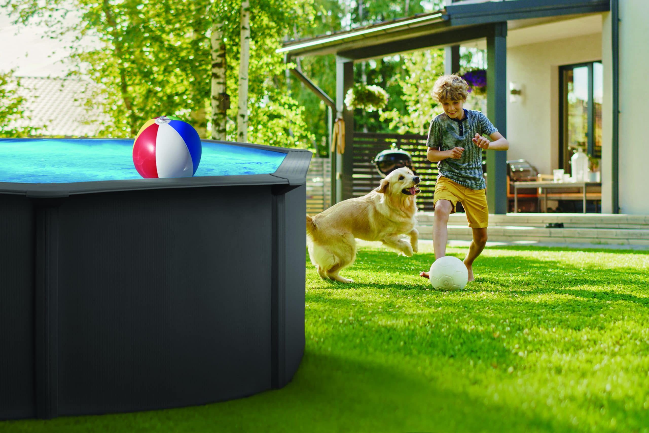 Rundt Basic™ antrasittgrått bassengsett