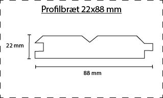 Profilbræt 22x88 stregtegning