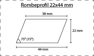 rombeprofil 22x44 stregtegning