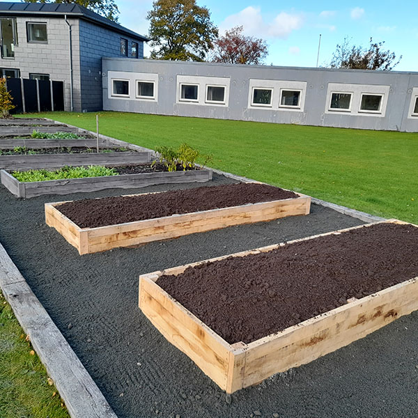 husmands højbed byggesæt i naturtørret egetræ i fællesområde