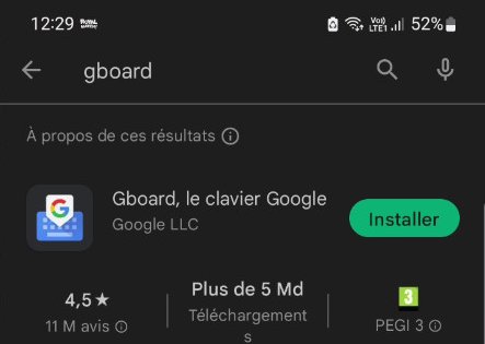 Installation de l'application GBoard