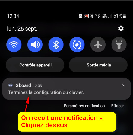 Une notification