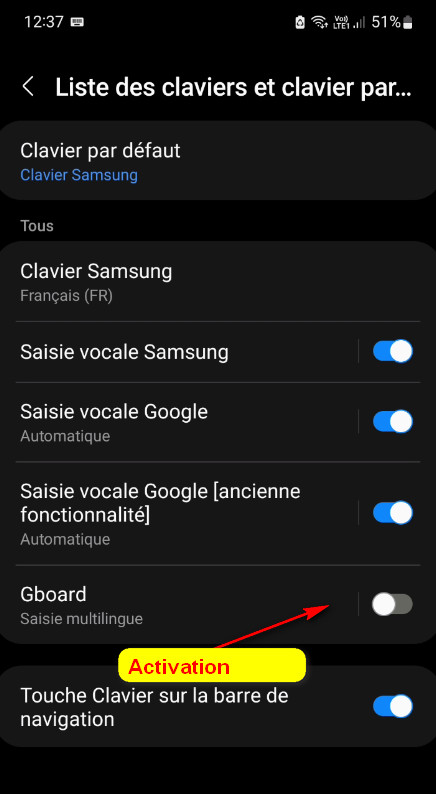 Activation de GBoard