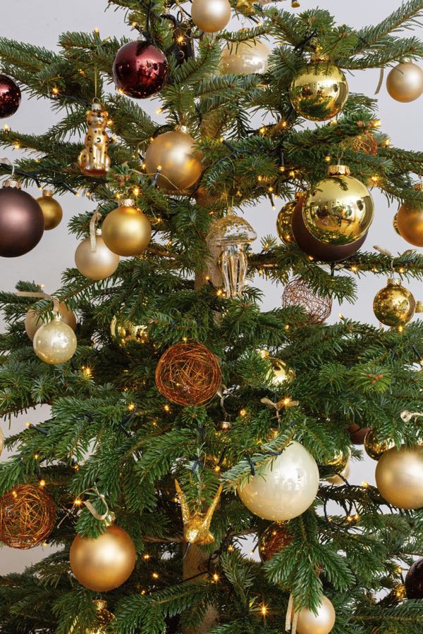 Gedecoreerde kerstboom Goud/Brons (S)