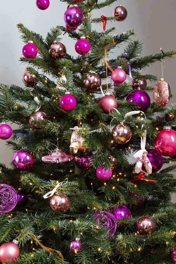 Gedecoreerde kerstboom Roze (M)