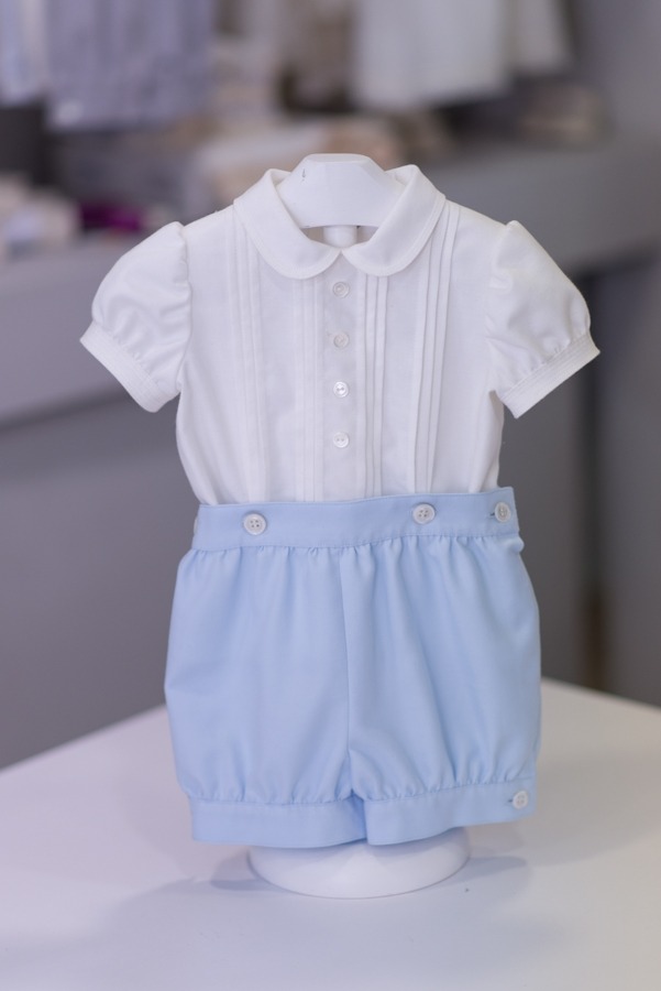 Conjunto de traje de bautizo para niño de piqué