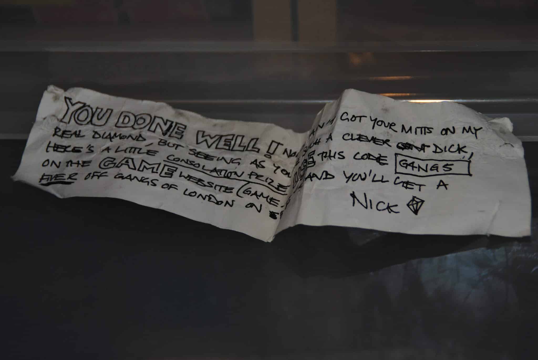 Note From Nick A letter from Co/Browns Strip-Club - Gangs Of London Promo...