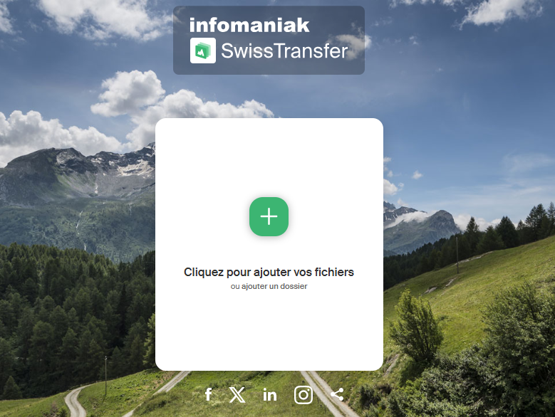 Capture d'écran du site swisstransfer