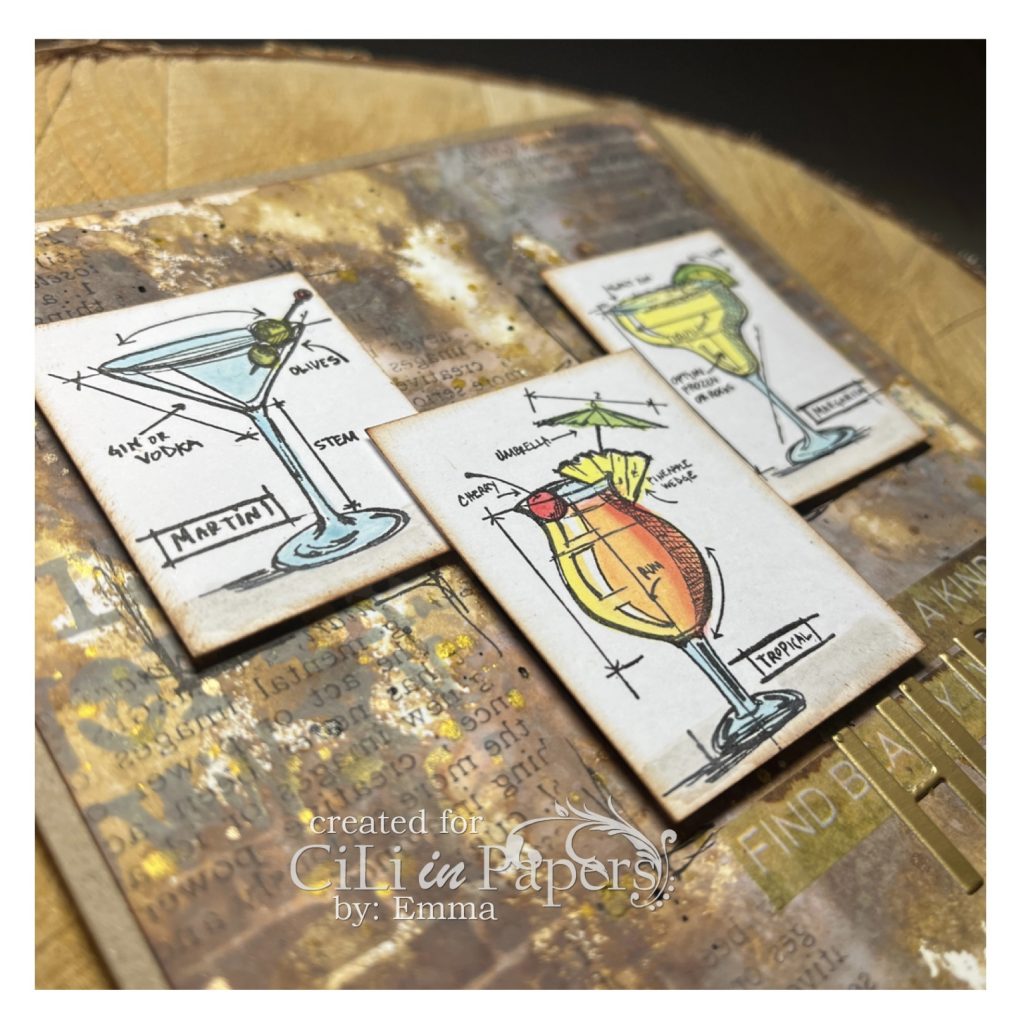 Tim Holtz Mini Blueprints Strip Cling Stamps 3X10-Cocktails