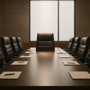 Executive boardroom symbolizing LIC’s leadership transition under R Doraiswamy in 2025