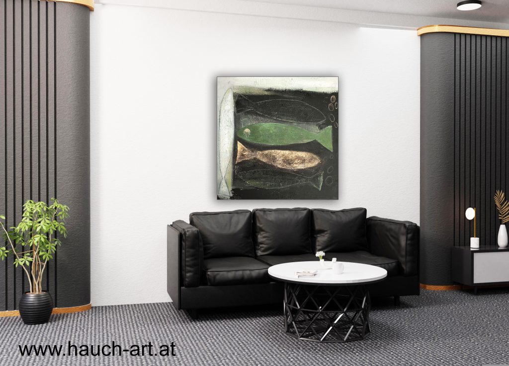 Quadratisches Bild im Wohnraum abstrakte Malerei, Kunst
