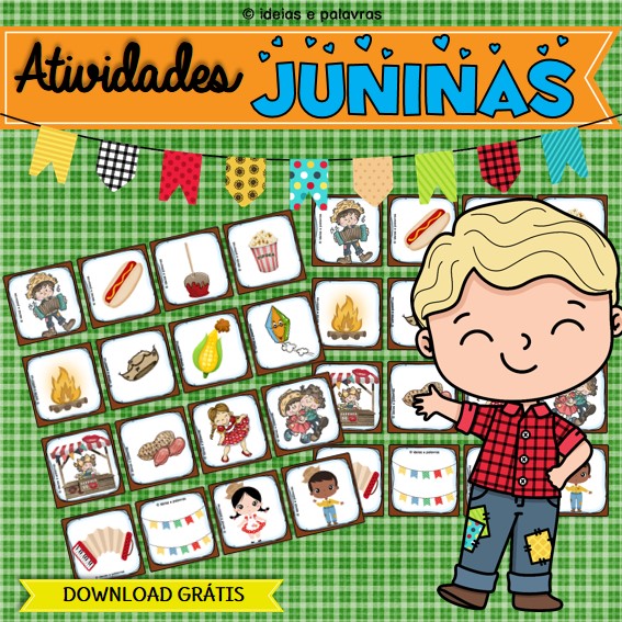 Jogo de perguntas com o tema de festa junina