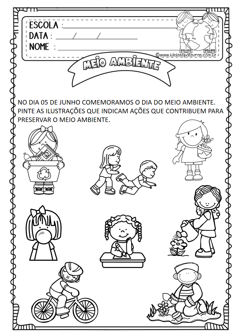 ATIVIDADES SOBRE O MEIO AMBIENTE PARA EDUCAÇÃO INFANTIL