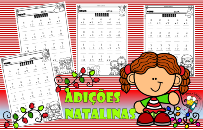 atividades de matemática para o 1º Ano Adições natalinas