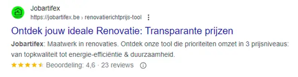 Google review Jobartifex tevreden klanten