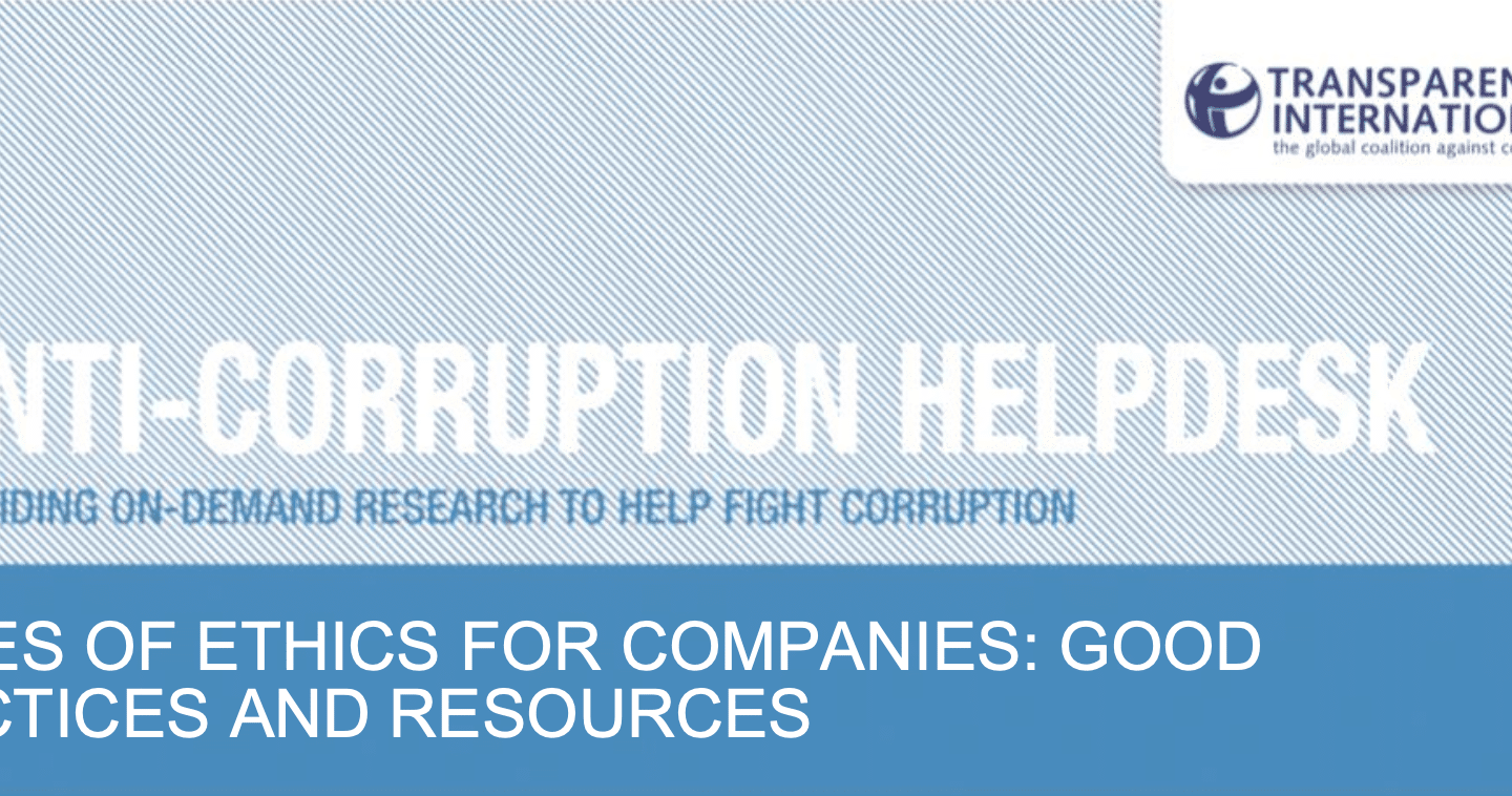 Transparancy International Anti corruption helpdesk about code of ethics