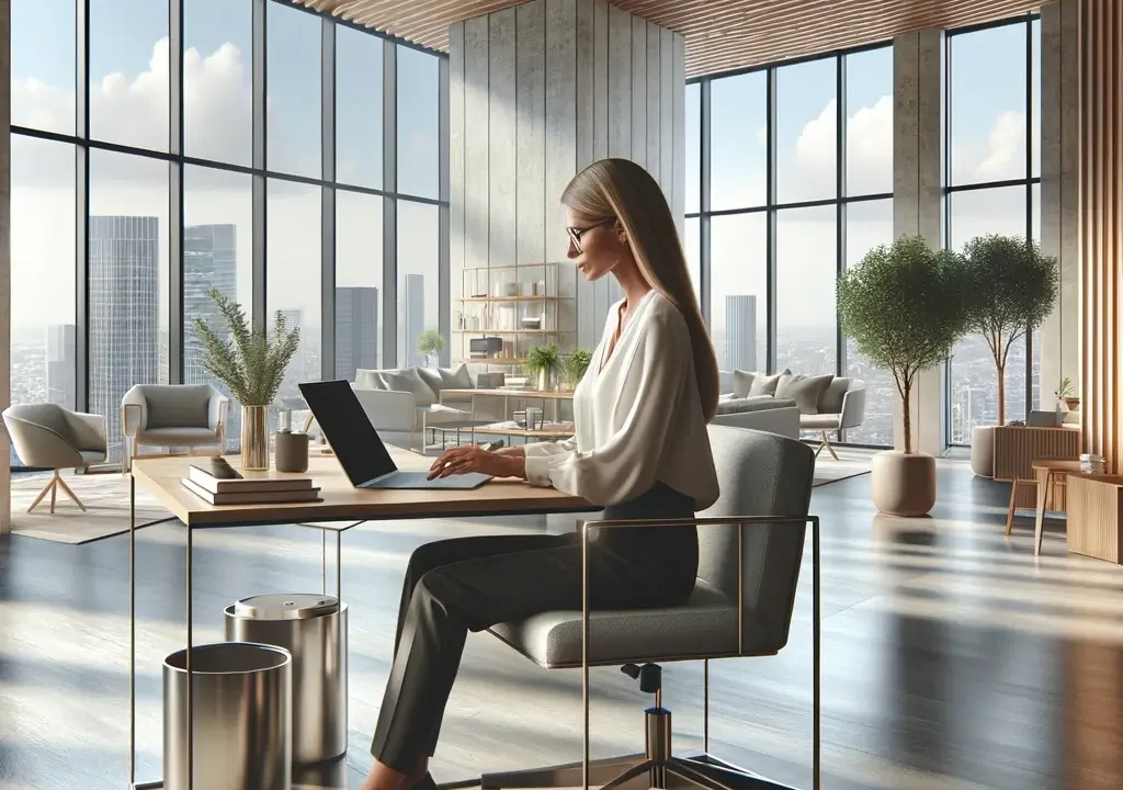 A professional buyer seated in a modern nordic style office is finding a relevant ISO standard