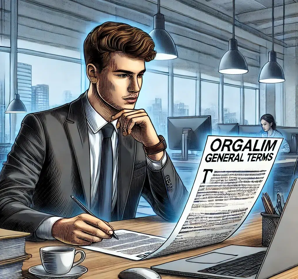 buyer in training learning about Orgalim general terms in a professional office setting