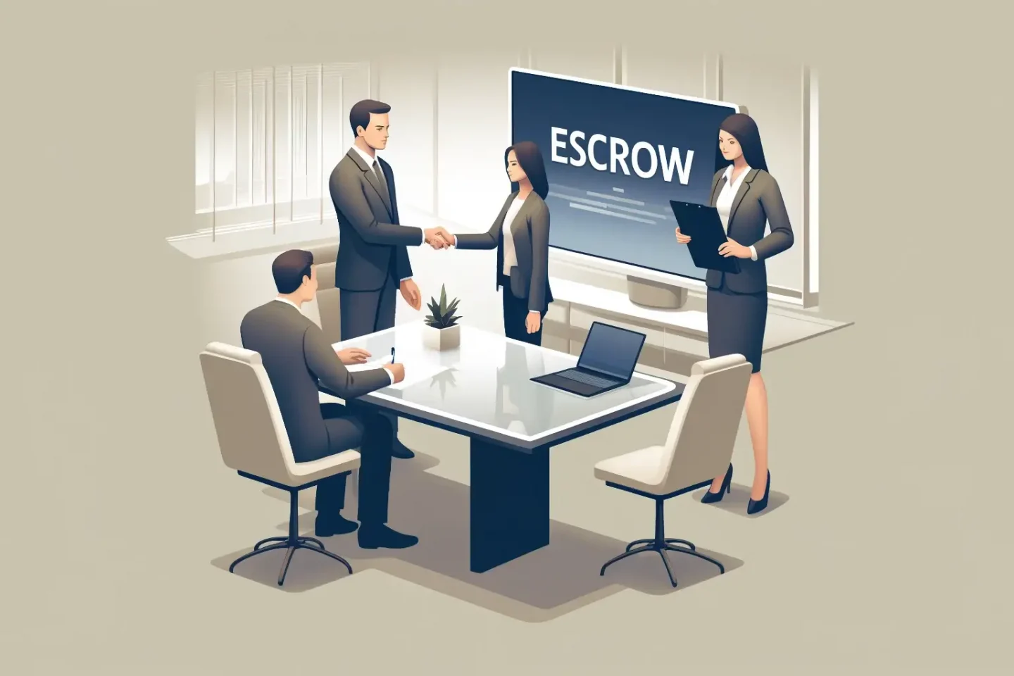 illustrating an escrow transaction in a professional buyer setting