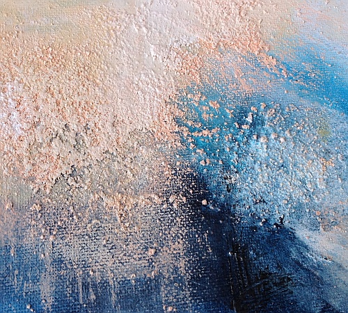 Paysage imaginaire abstrait texturé, tableau peinture acrylique, fine art, by Miryl
