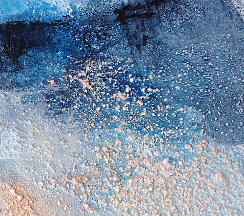 Paysage imaginaire abstrait texturé, tableau peinture acrylique, fine art, by Miryl