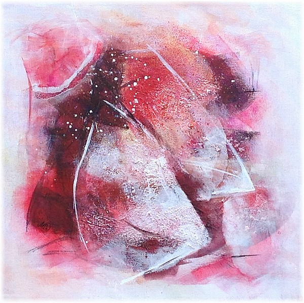 Texture et nuances de rouge, tableau abstrait, fine art by Miryl