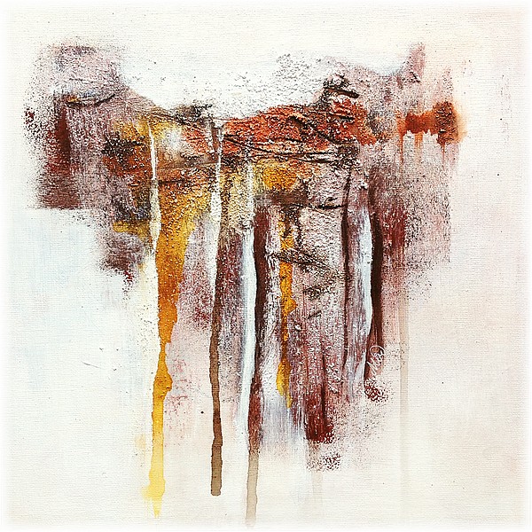 Teintes terre avec texture et coulures, tableau abstrait, fine art by Miryl