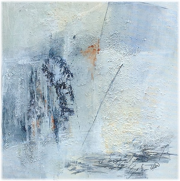 Tableau texture presque en noir et blanc, abstrait, mixed media, fine art by Miryl