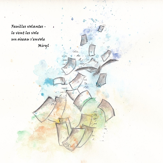 Haïkus de cet été
Texte et illustration d'un haïku, dessin sur papier, par Miryl, 2020