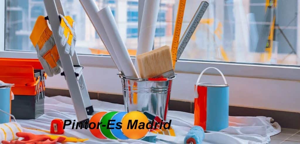 Herramienta pintor pintura techo. Materiales necesarios