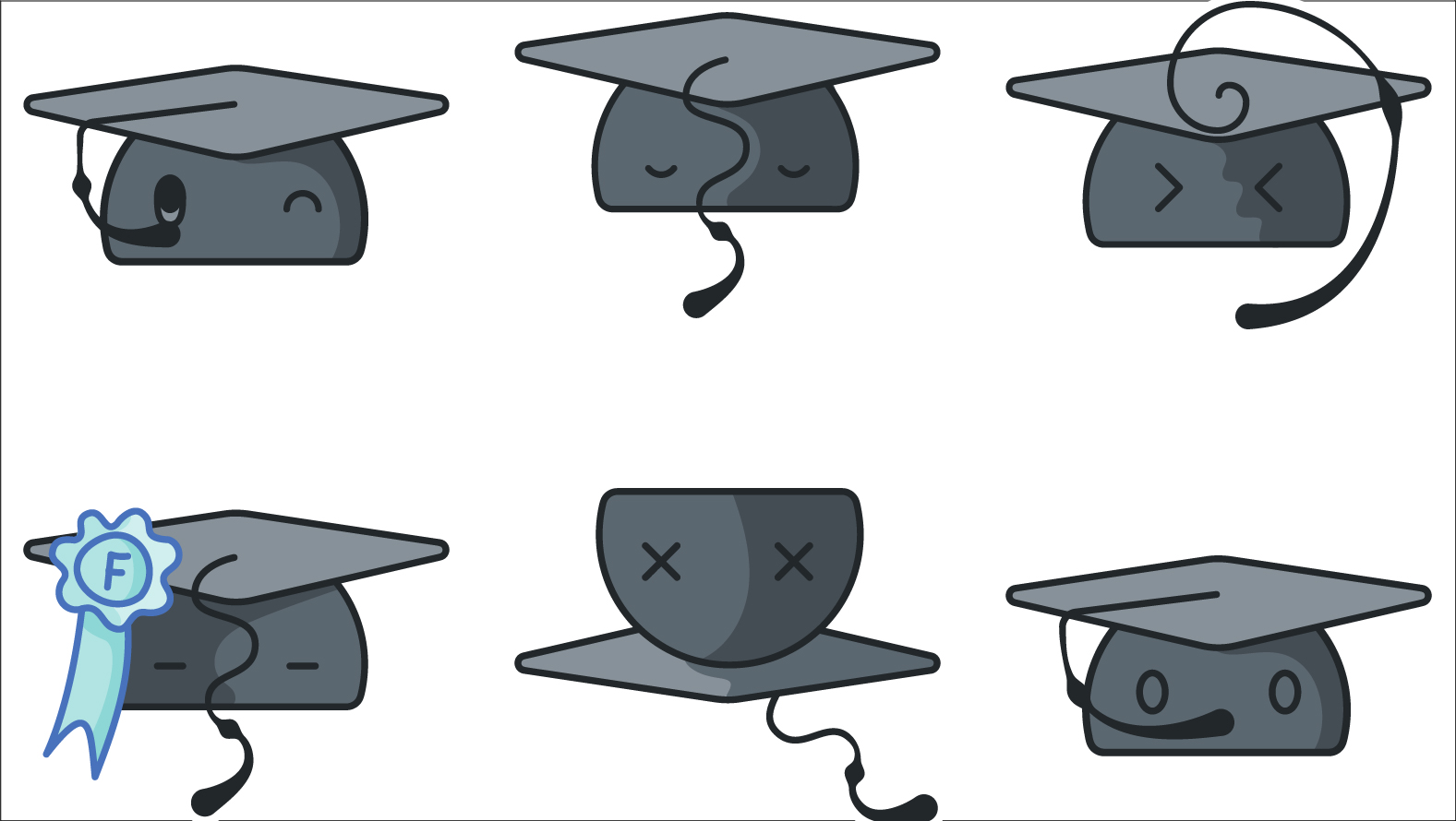 Kawaii Grad Cap Sticker Pack