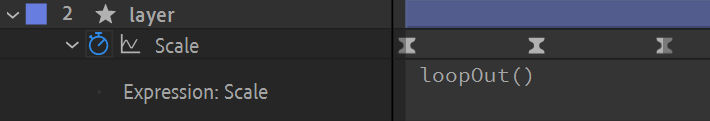 After Effects screenshot: adding loopOut() to layer property