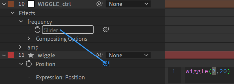 After Effects Screenshot: click & drag the pickwhip to a slider control