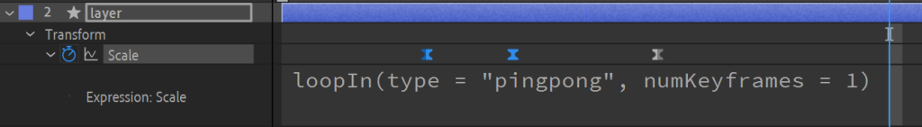 After Effects Screenshot LoopIn expression pingpong type and keyframe number