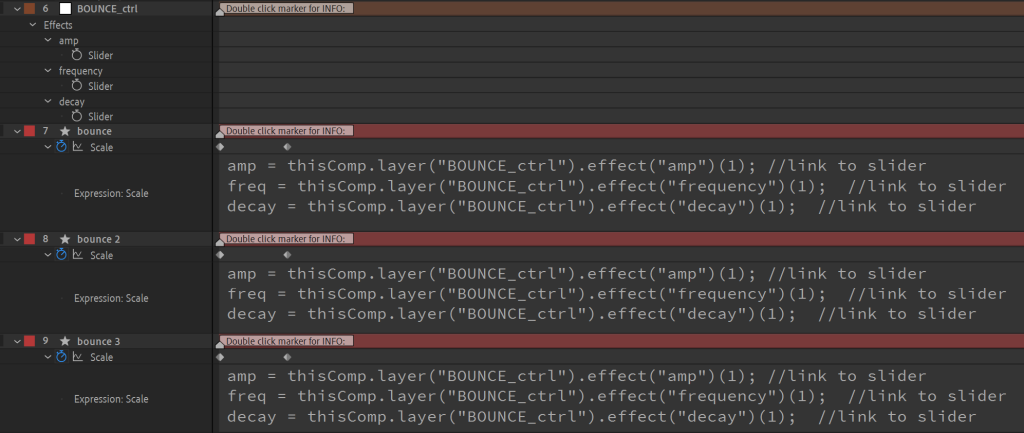 After Effects screenshot of multiple layers using the same controller link