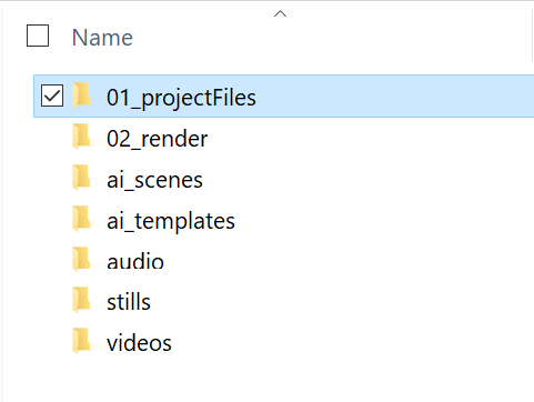 Windows Explorer Screenshot of folder structure, project files