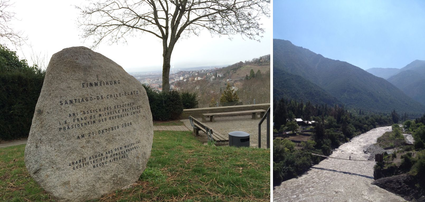 Granitblock Santiago-de-Chile-Platz und Maipo-Tal