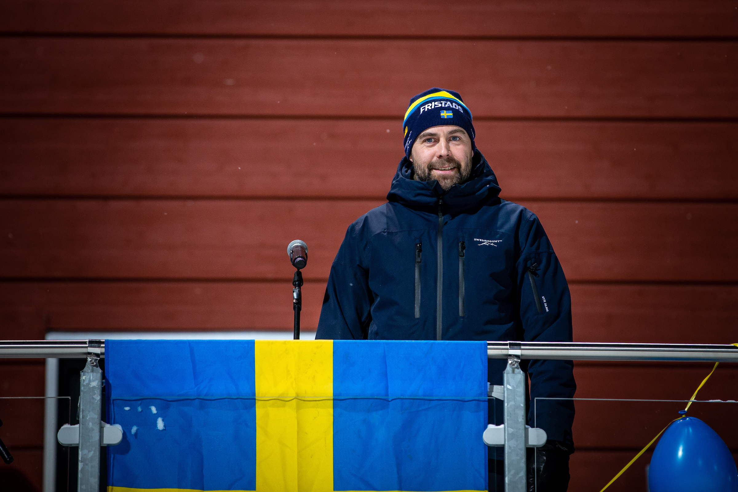 Generalsekreterare Rickard Grip under hemkomsten för OS-deltagarna i Östersund måndag 21 februari 2022. 
Foto: Per Danielsson