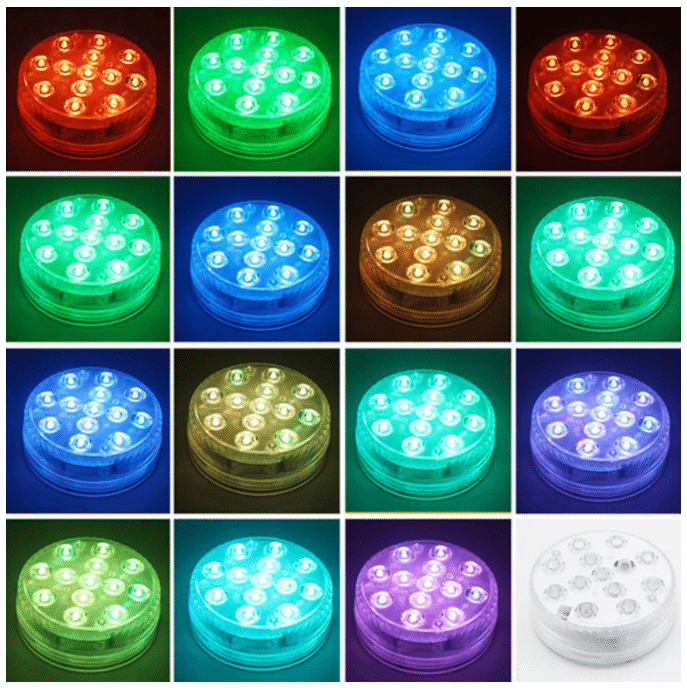 Undervanns LED-lys (RGB) med fjernkontroll (Enkel) | Boblespa.no